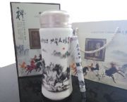 馬到成功陶瓷杯+陶瓷筆二件套